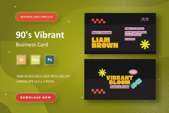 90s Vibrant Business Card Design for Modern Professionals